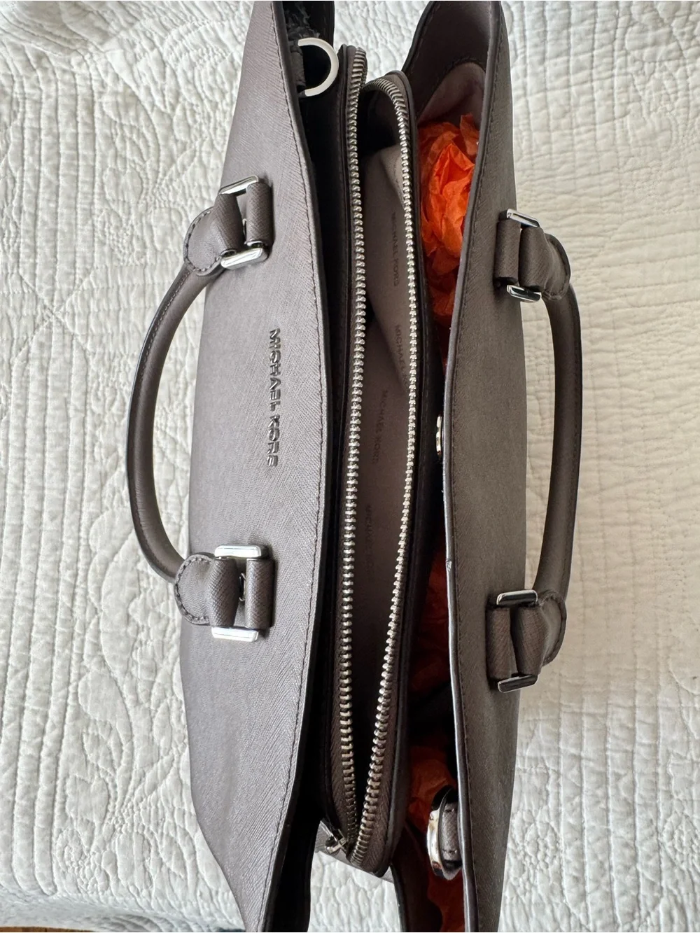 Michael Kors Gray-Taupe Satchel with Strap